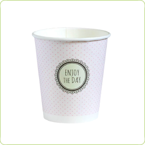 Jednorazowy papierowy kubeczek 250ml w różowe kropeczki