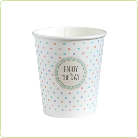 Jednorazowy papierowy kubek  250ml w pastelowe kropeczki
