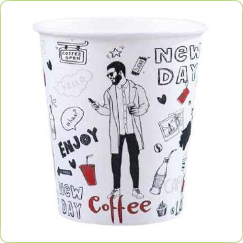 Papierowy kubek z grafiką NEW DAY do kawy 300ml