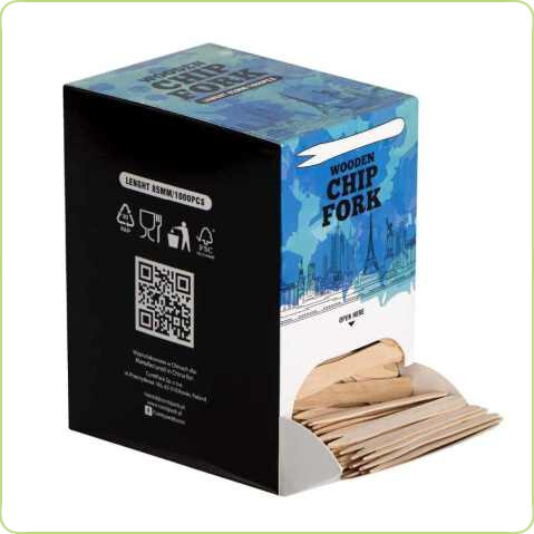 drewniane widelczyki do frytek w dyspenserze - 1000szt Pure Planet