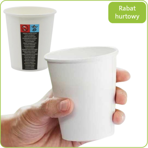 biale kubki jednorazowe 250ml do kawy KRAM